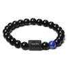 12 Constellation Zodiac Signs Beads Couple Bracelet Natural Black Onyx Stone