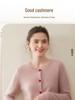 Women's Cashmere Round Neck Cardigan - Soft Knitwear with Heart Buttons, Versatile Base Layer Top, Solid Color Casual Outerwear