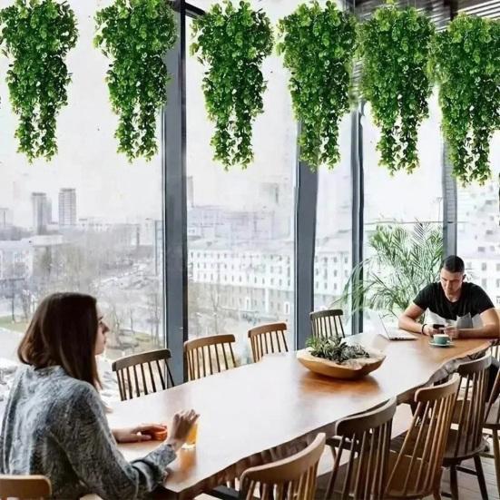 Weatherproof Hanging Plants for Garden Artificial Plant Vines, Flexible Plastic Rattan Waterproof Fake Decorative Window Frames No
