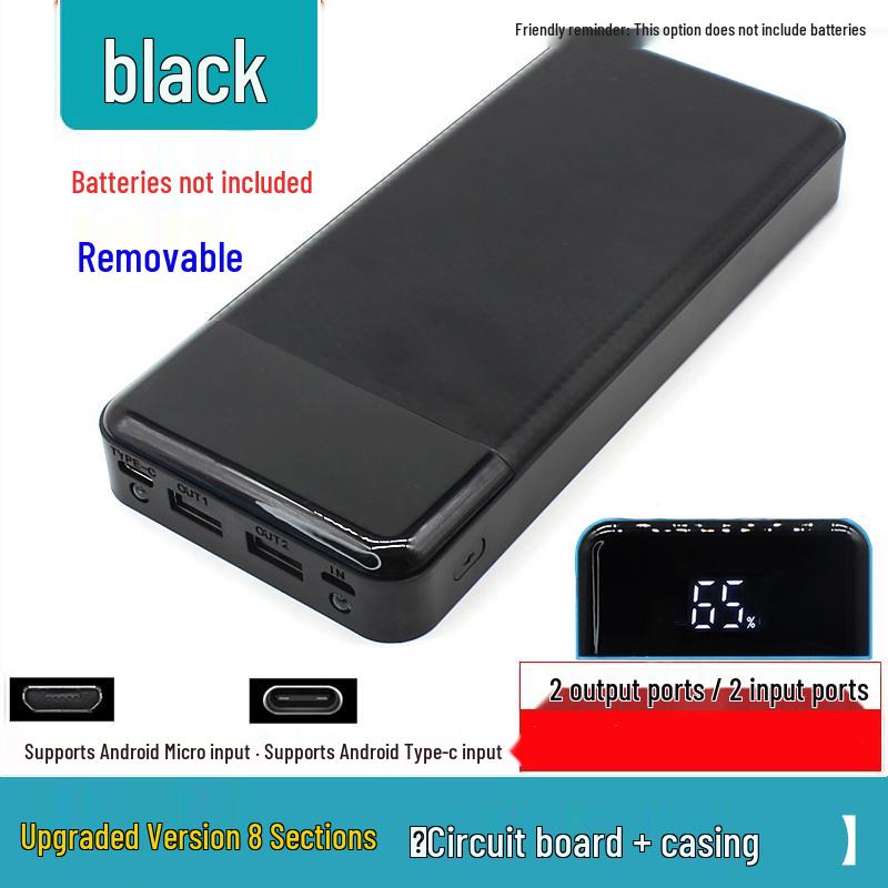 8-Section 18650 DIY Solderless Lithium Battery Power Bank Kit