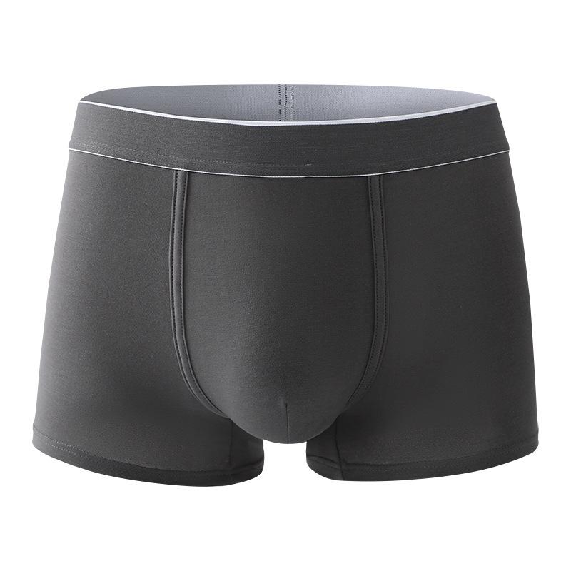 Men's Spring and Summer New Solid Color 10A Antibacterial Mid Waist Flat Angle Underwear