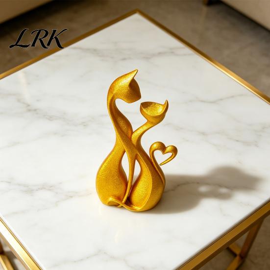 Artistic Cat Figurine 3D Printed Couple Sculpture, Abstract Double Figurine, Minimalist Desktop Statue Modern Decoration for Table, Aesthetic