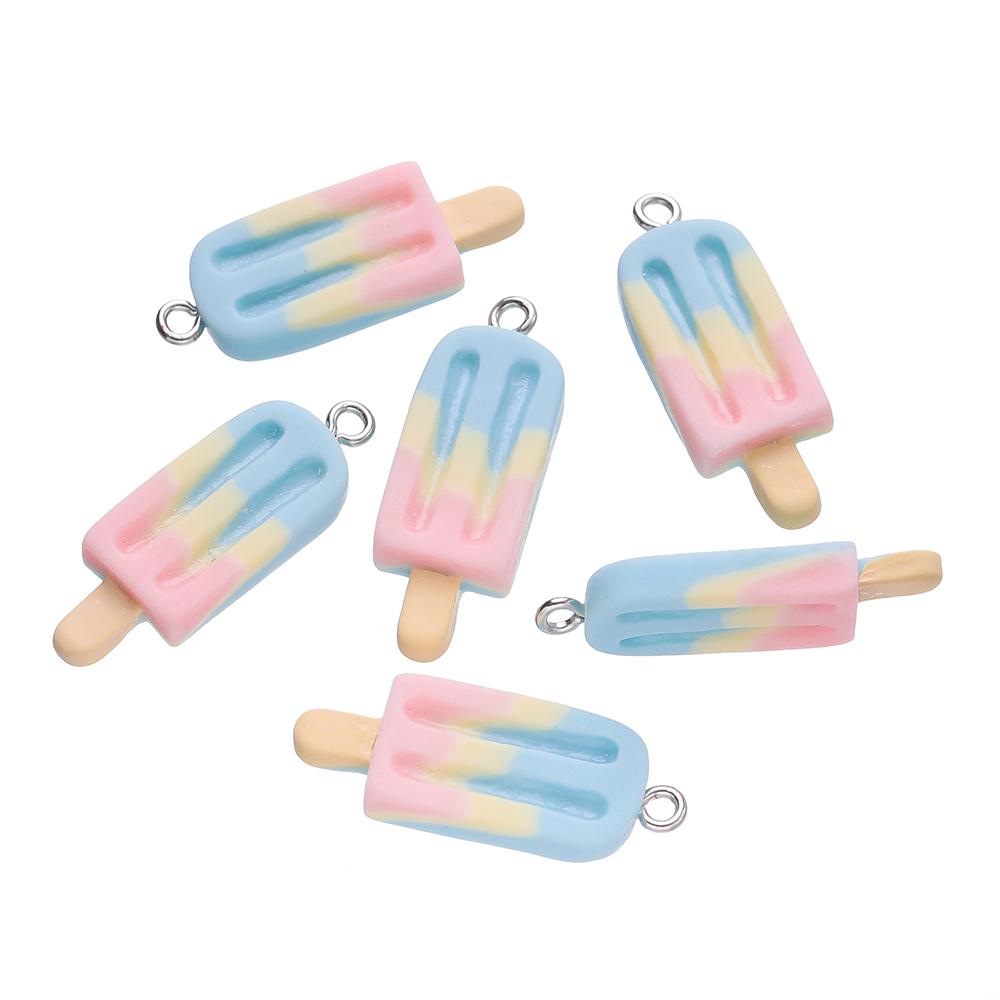 10 piezas 12x32mm Encantos Colgantes de Resina con Forma de Paleta de Helado Coloridos y Lindos para Collares Pulseras Colgantes Accesorios para la Fabricación de Joyería DIY
