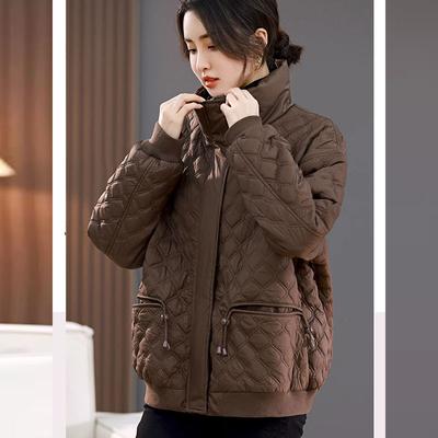 High-End European Style Plus Size Short Down Cotton Coat for Women, Autumn Winter Casual Warm Cotton-Padded Jacket