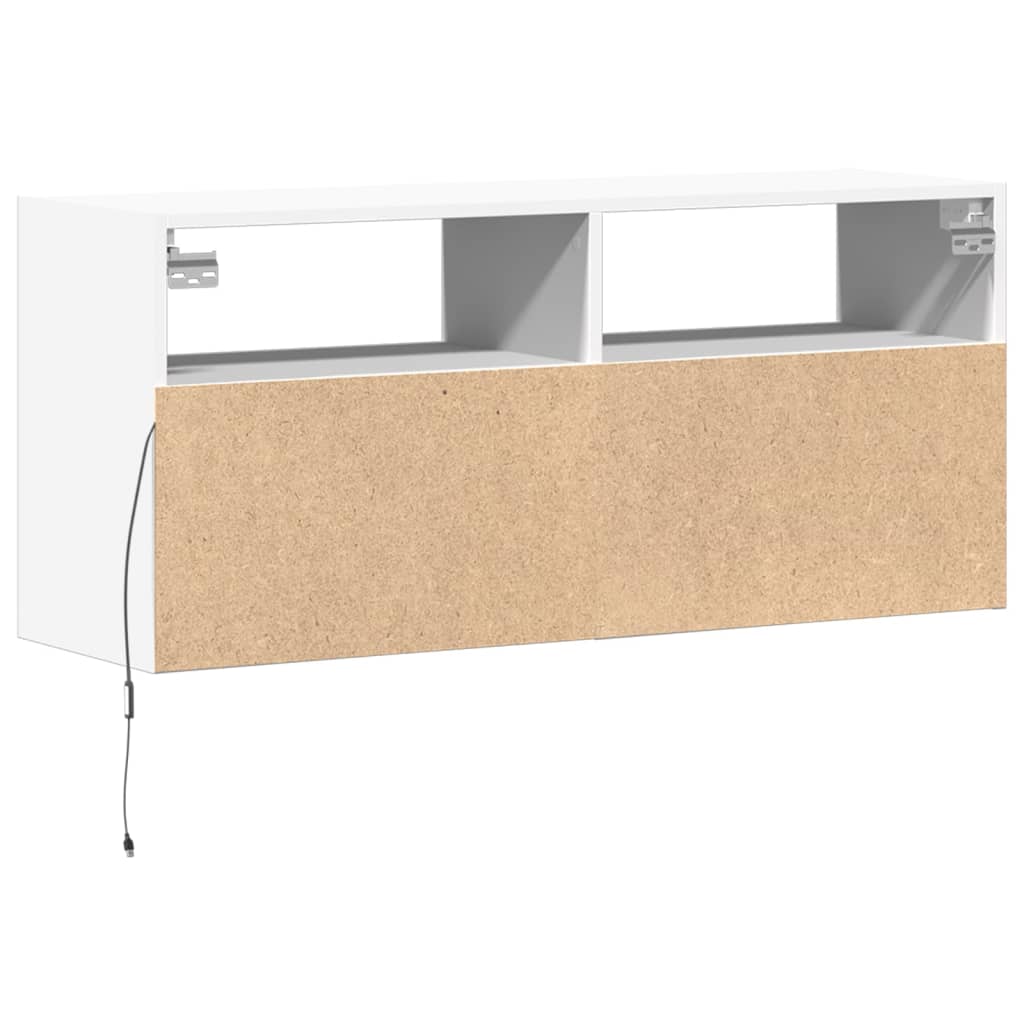 TV Wall Cabinet with LED Lighting White 100 X 31 X 45 Cm