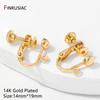 14K Gold Plated Brass Round Head Screw Ear Clips,DIY Handmade Clip On Earrings Parts No Pierced Ear Clips Jewelry Findings
