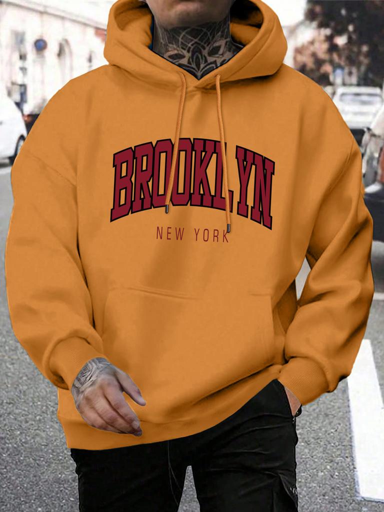 Brooklyn New York Printed Sweatshirt Men Harajuku Comfortable Hooded Fashion Soft Hoodies Autumn Fleece Warm Clothes