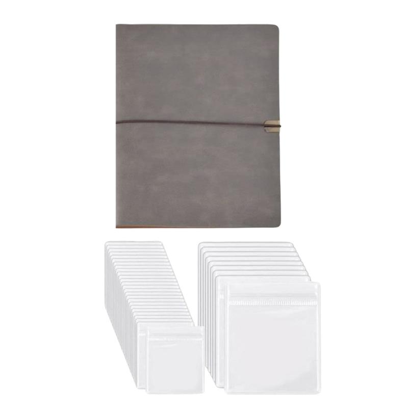 

Transparent Jewelry Binders 17x23cm with Clear PVC Pages Dustproof for Earrings and Necklaces Ticket Storage Book серый