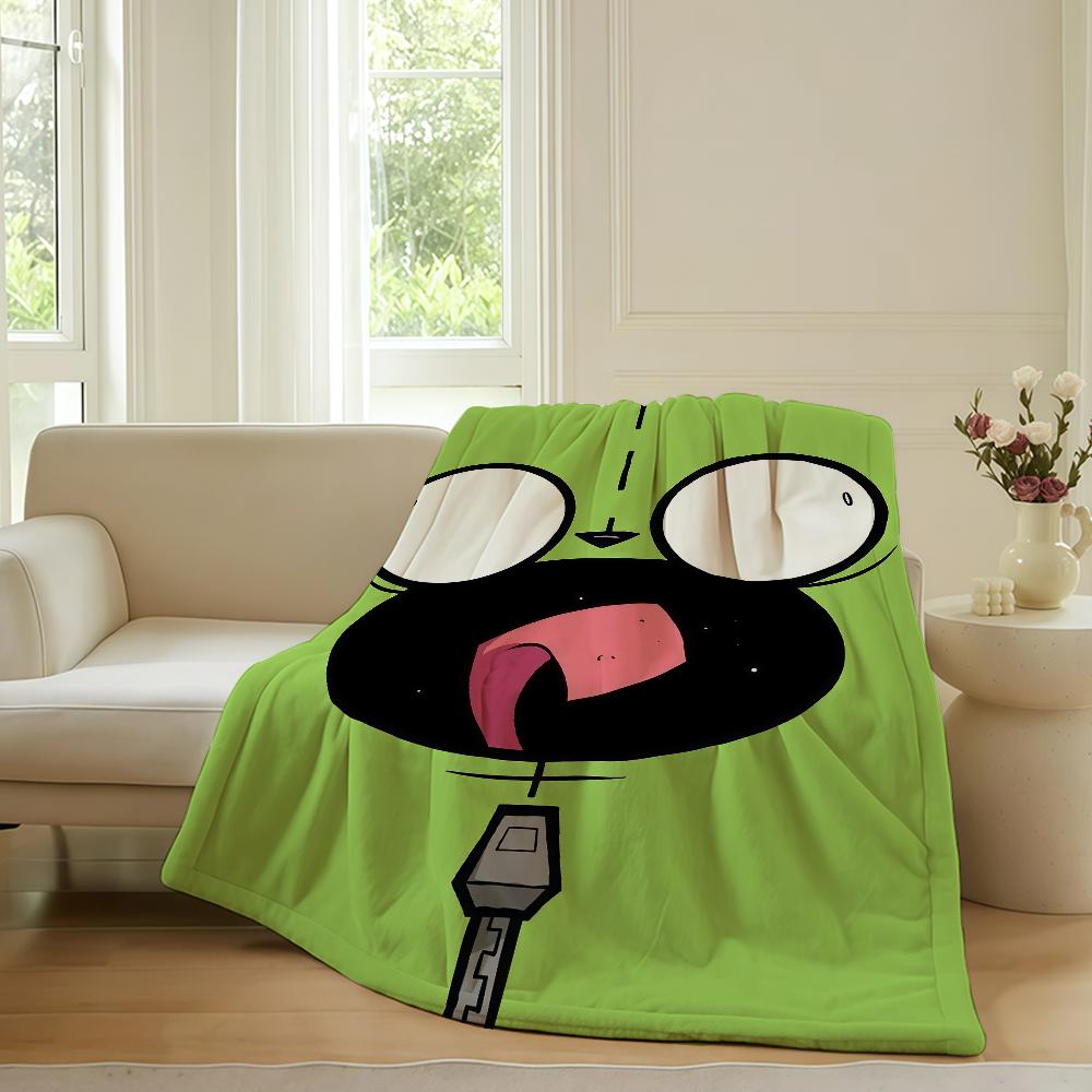 Adventure Cartoon Invader Zim Blanket For Sofa Office Bed Plane Travel Sleep Read Relax Camping Soft And Warm