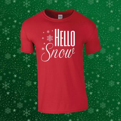Hello Snow Christmas Xmas Funny Gift Unisex Kids/Adults Top T-shirt