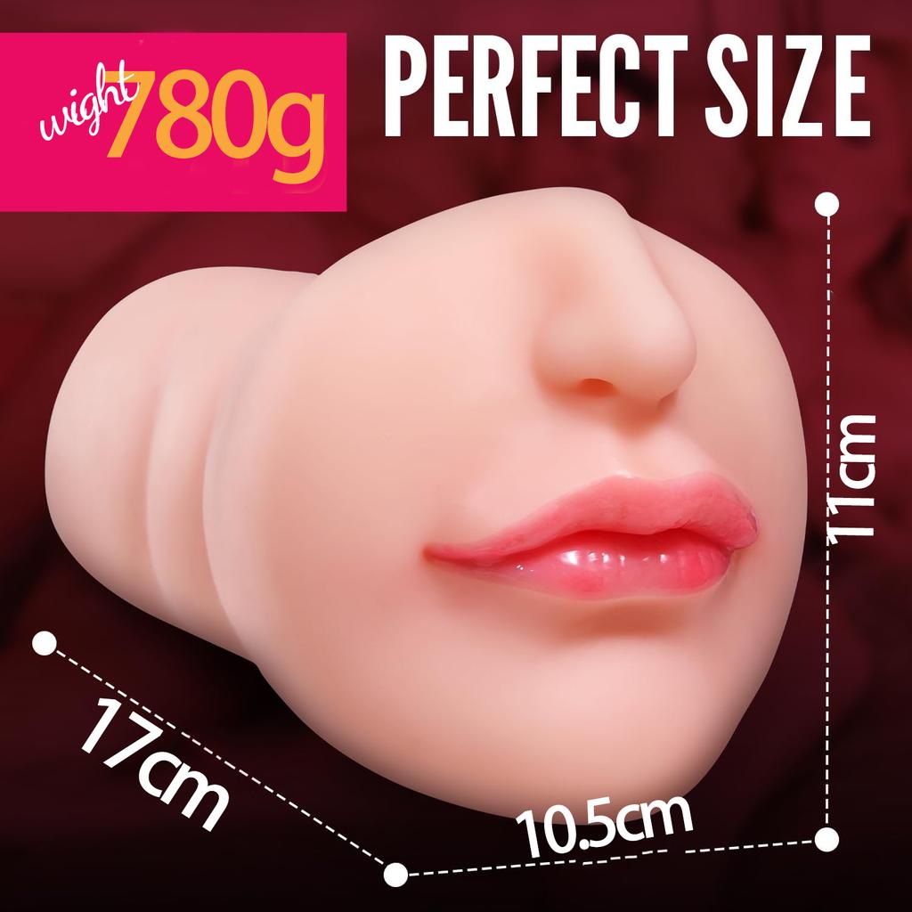Male Masturbators for Oral Sex, Lifelike Face Design Pocket Pussy Masturbator Sex Toy with Vivid Tongue and Teeth for Men Masturbation