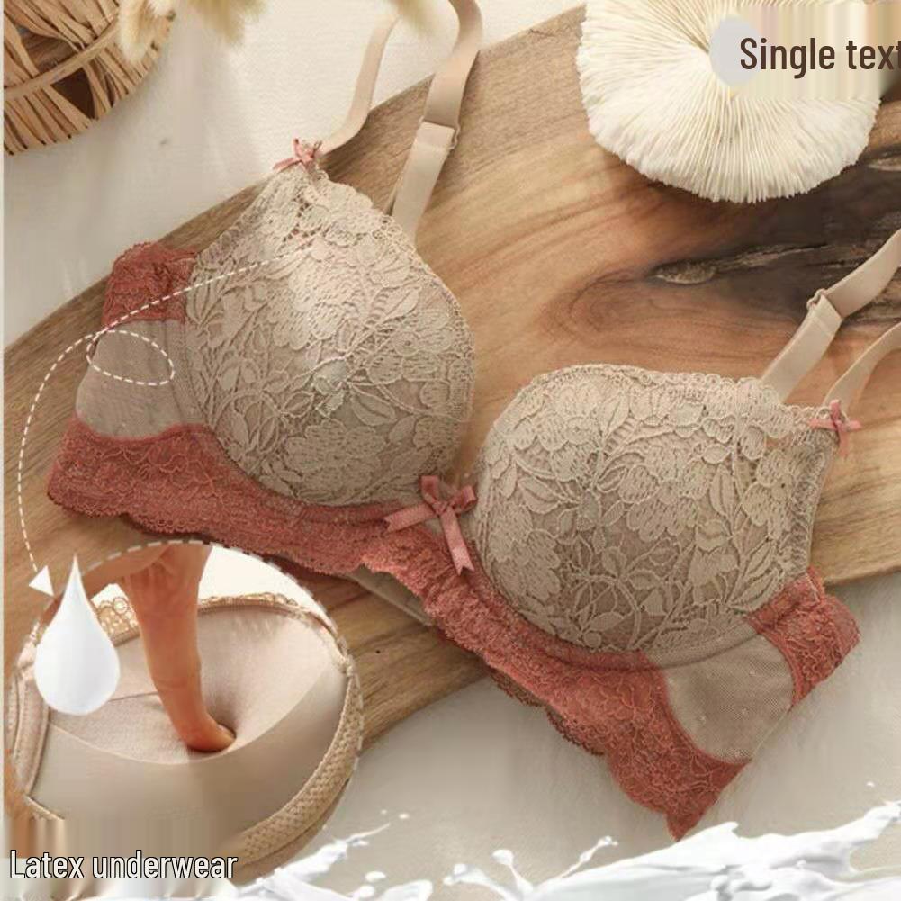 Damen Push-Up Spitzen-BH Set: Ohne Bügel, Verdickte Unterstützung, Verstellbare Seiten, Verbessert kleine Brust.