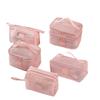 Sac à Cosmétiques Respirant en Maille Sac de Rangement pour Cosmétiques Grande Capacité Portable Transparent Sac de Toilette de Voyage