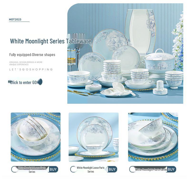 2025 Light Luxury Ceramic Dinnerware Set: Elegant Bowls and Plates for Housewarming