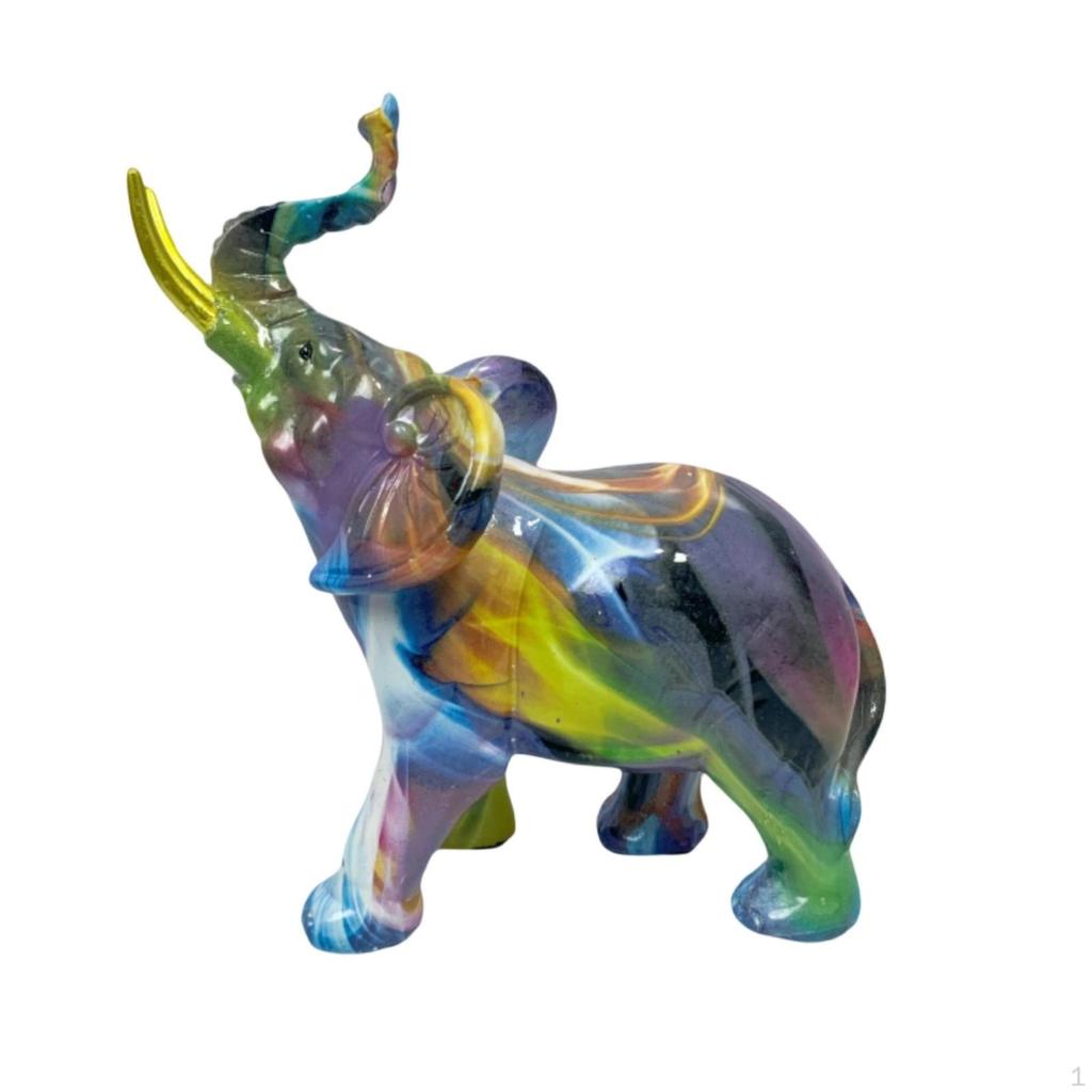 Glossy Elephant Figurine Modern Statue Sturdy Resin Sculpture