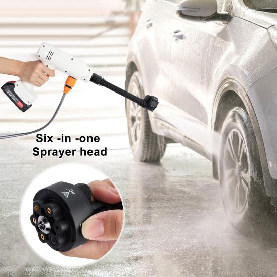Electric Pressure Washer, 180W Portable Auto Cordless Electric Power Washer with 6-in-1 and Adjustable Nozzle 2 Batteries 1 Charger