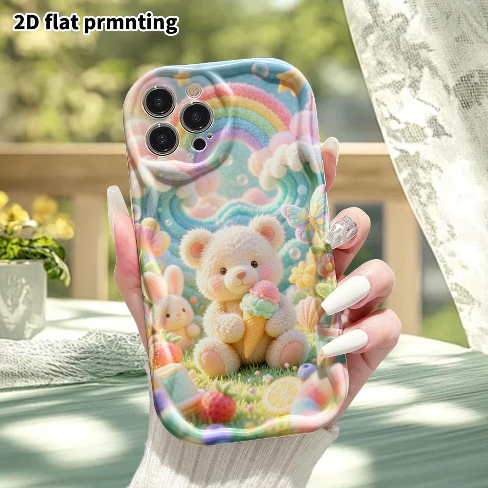 Phone Case: 2D flat, suitable for iPhone 18, 17, 16, 15, 14, 13, 12Pro protective case, little bear picnic, perfect Christmas and Halloween holiday gi