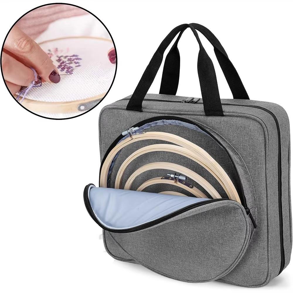 Oxford Sewing Kit Bag Square Large Capacity Storage Tote Bag Multiple Pockets Embroidery Project Bag Embroidery Supplies