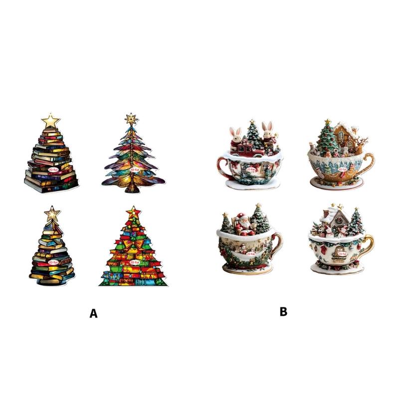 Pack of 4 Shatterproof Christmas Tree Ornaments with Hanging Cord for Indoor Outdoor Holiday Decorations