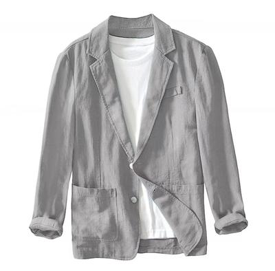 Primavera Verano Otoño Blusa Casual de Hombre Camisa de Algodón Lino Tops Holgados Chaqueta Manga Larga Color Sólido Moda Top de Hombre
