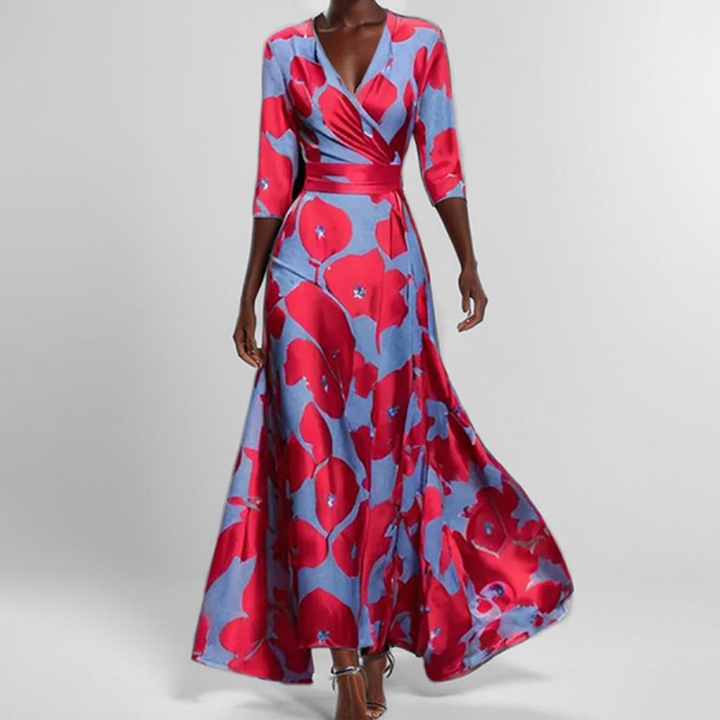 Women's Fashion Five Points Sleeve Shirt Dresses Holiday Dress Long Dress