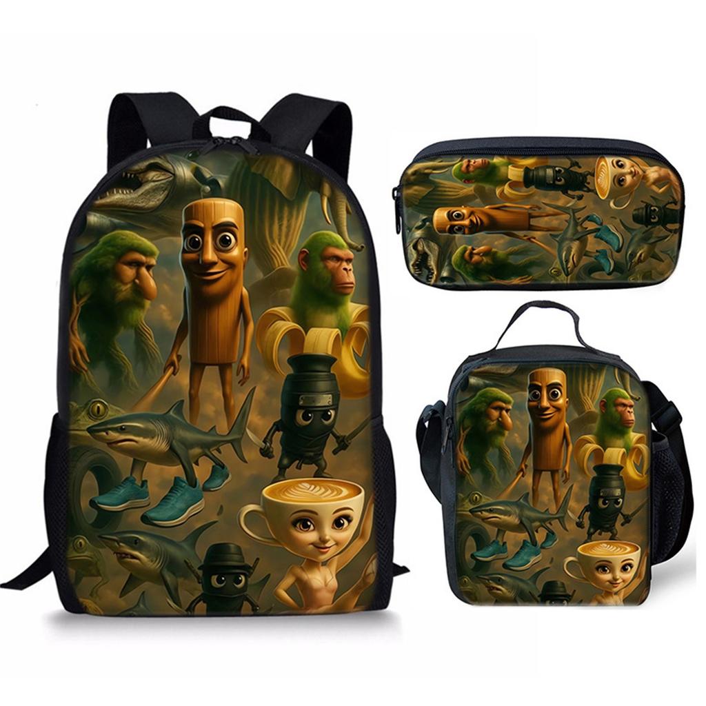 Cartoon Printing Casual Shoulder Bag Junior High School Students Large Capacity Backpacks
