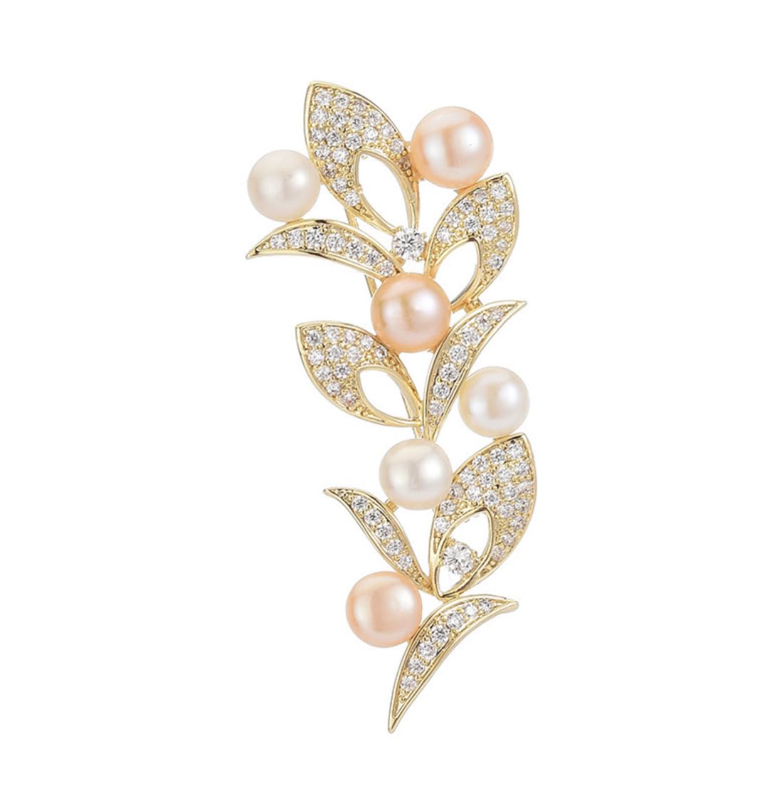 

Freshwater pearl brooch zircon leaf lovely chest for entrance gift for gift case included corsage, decoration, graduation, ceremony, wedding,