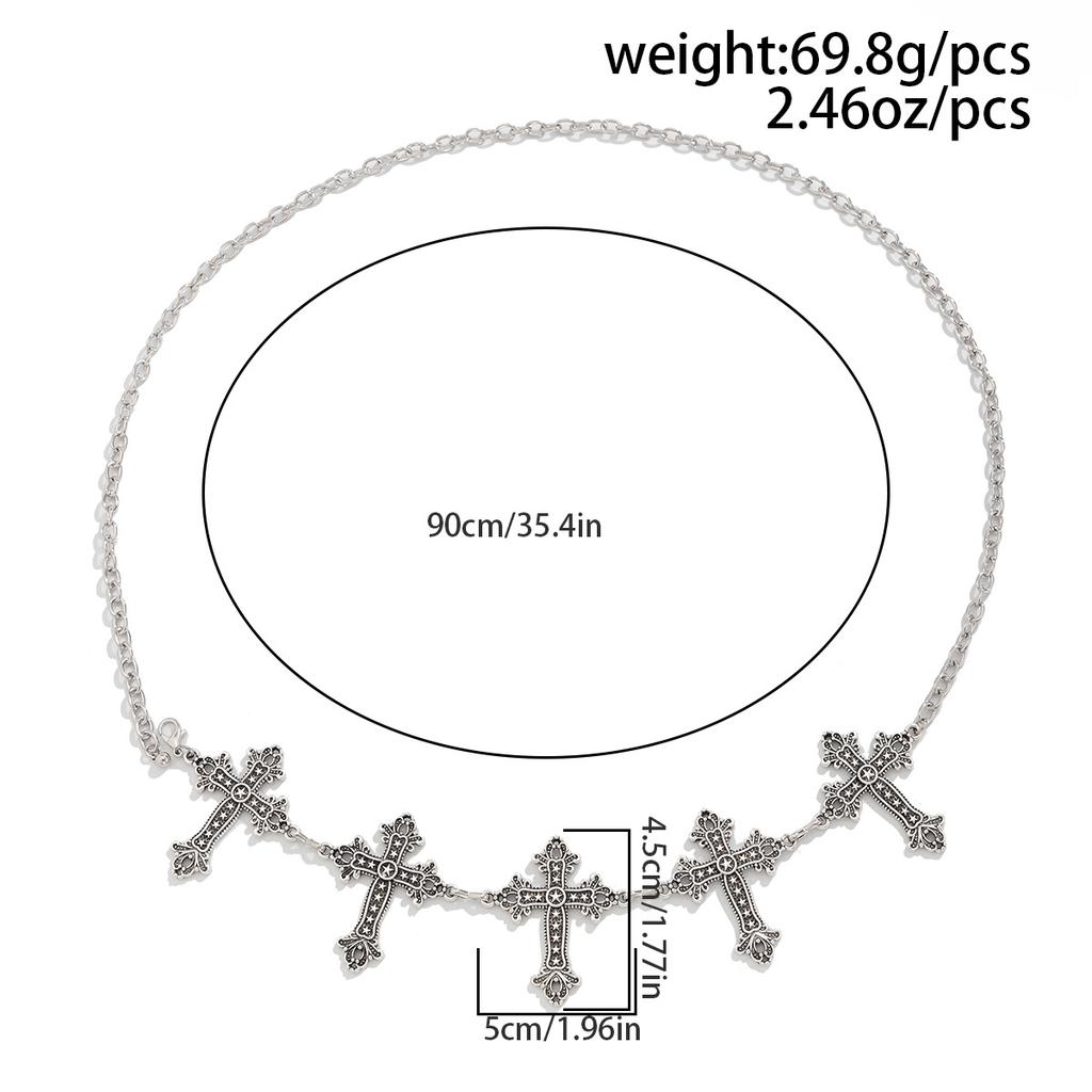 Gothic Cross Adjustable Y2K Belt Waist Chain for Women Vintage Skirt Waistband Body Jewelry Gifts