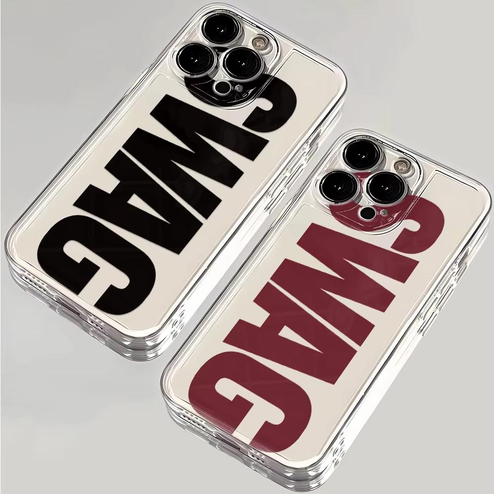 Black And Red Swag Pattern Phone Case For Samsung Galaxy S26 S25 Ultra S24 S23 FE S22 S21 Plus S20 A73 Clear Bumper Cover