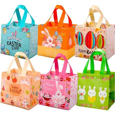 4/6/12 Pack Reusable Easter Tote Bags, Non-Woven Bunny Gift Bags For Egg Hunts, 8.26x7.87x5.9" Waterproof