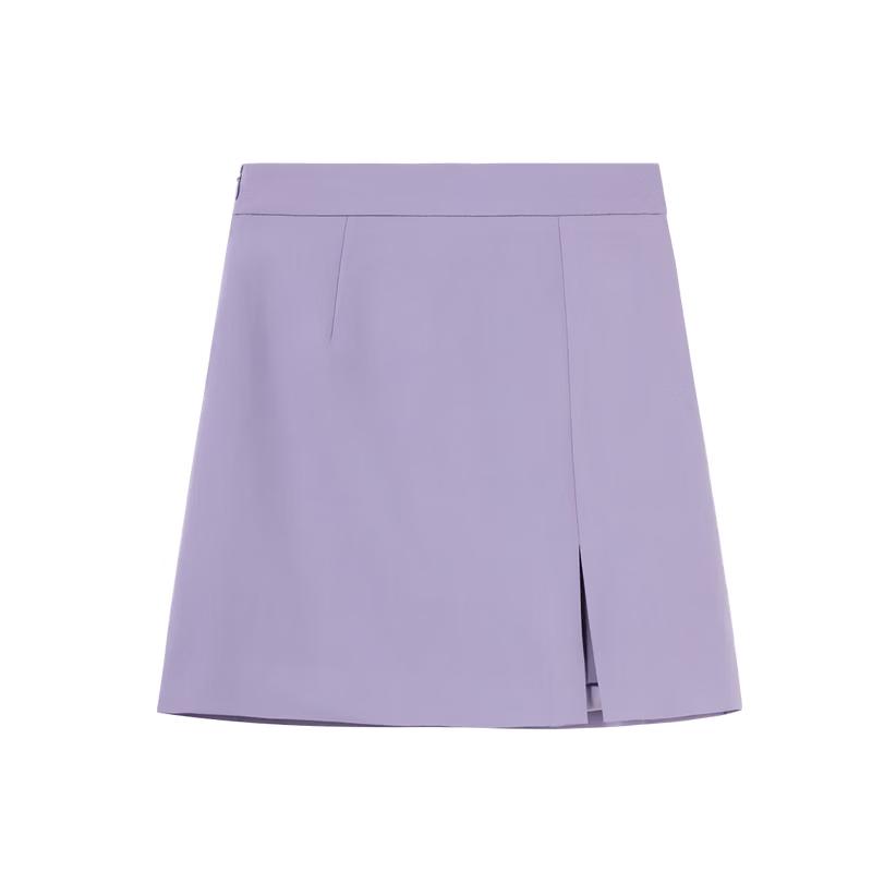 Elegant High-Waist A-Line Slit Mini Skirt S
