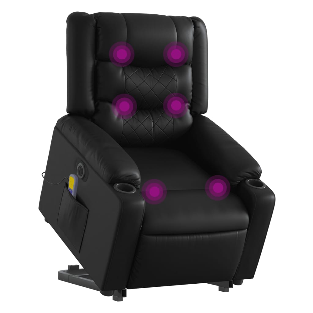 Vidaxl Reclining Lift Chair with Massage, Electric, Black