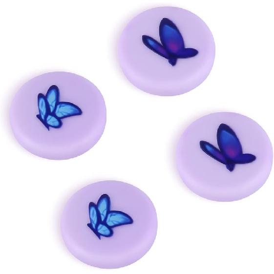 DLseego Butterfly 4 Cute Animal Thumb Grips - Purple Switch / Lite Soft Silicone Joy Con Cover