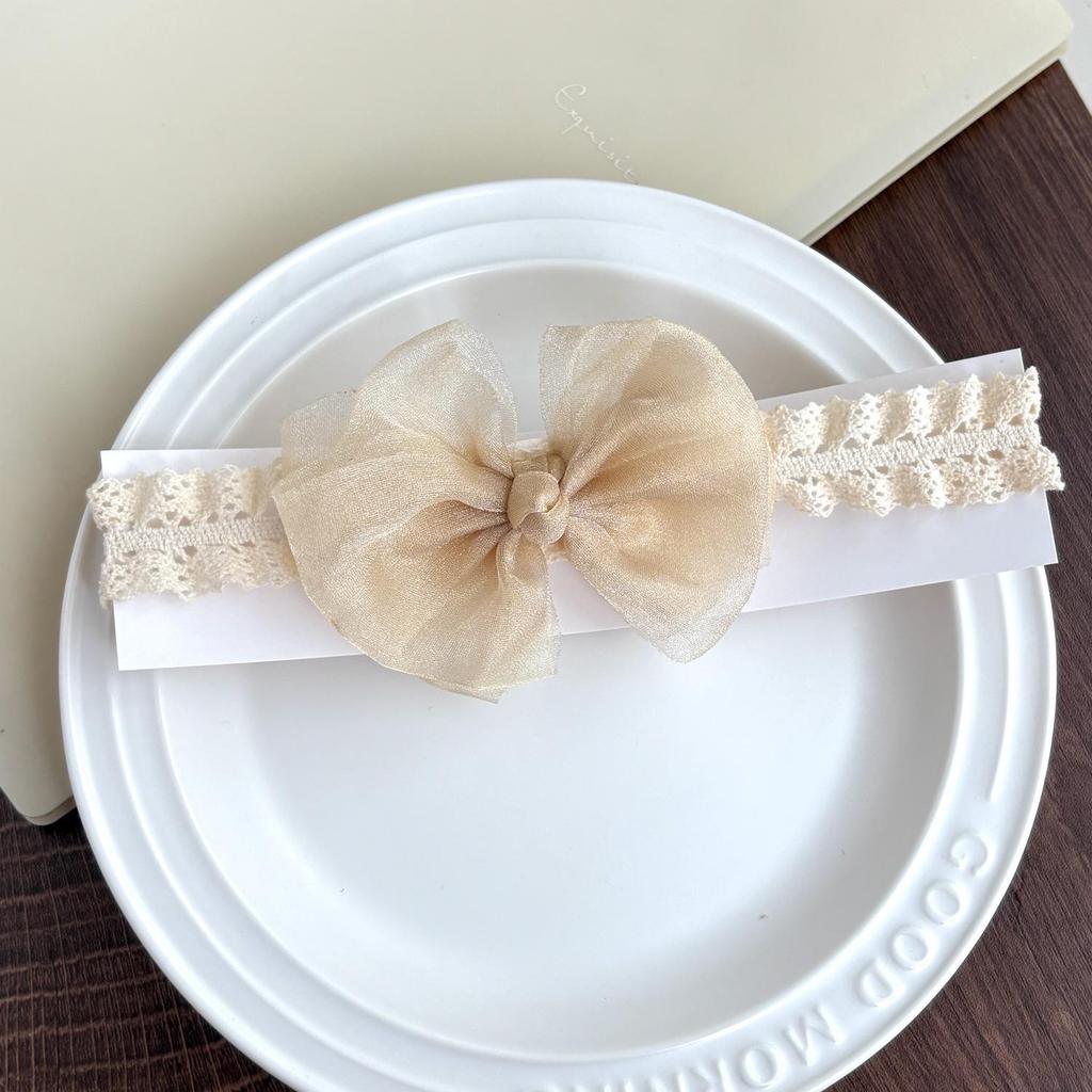 Korean Style Baby Headband: Pearlescent Gauze Bow for Girls' Full Moon, 100 Days, First Birthday, Princess Accessory