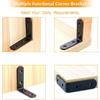 10Pack 65x65x20mm Black L Bracket, Stainless Steel 90° Heavy Duty Corner Brace Joint Fastener with Screws, Round End 4 Holes