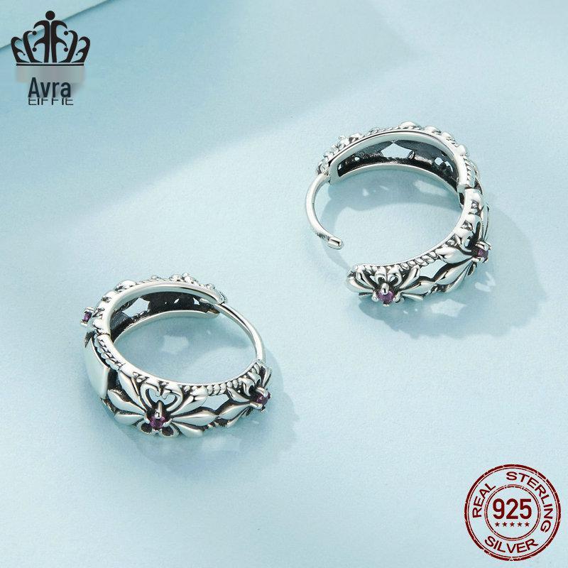 Avle Retro Iris Hul Sterling Sølv S925 Allsidige Sommer Øredobber for Kvinner