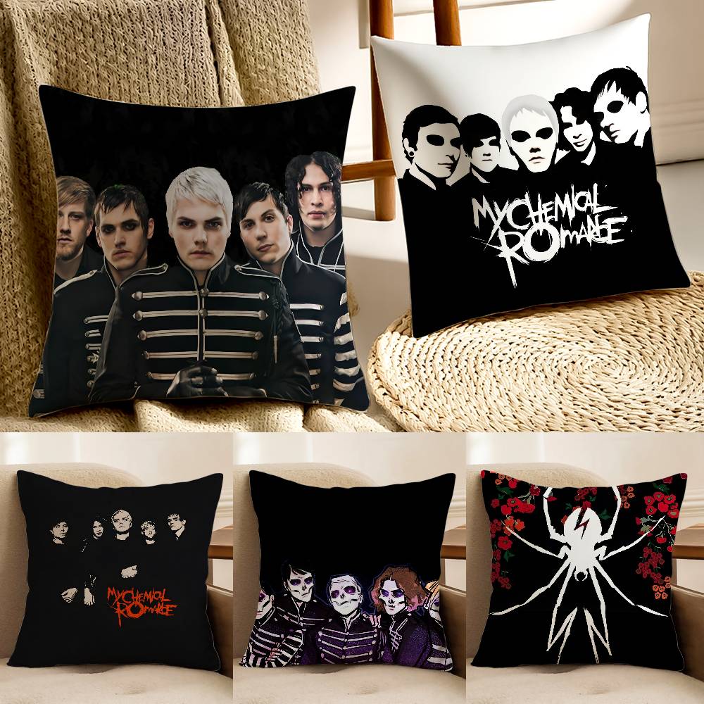 My C-Chemical Romance Pillow Case Anti-dustmite Pillowcase Invisible zipper silky short plush Sofa cushion cover