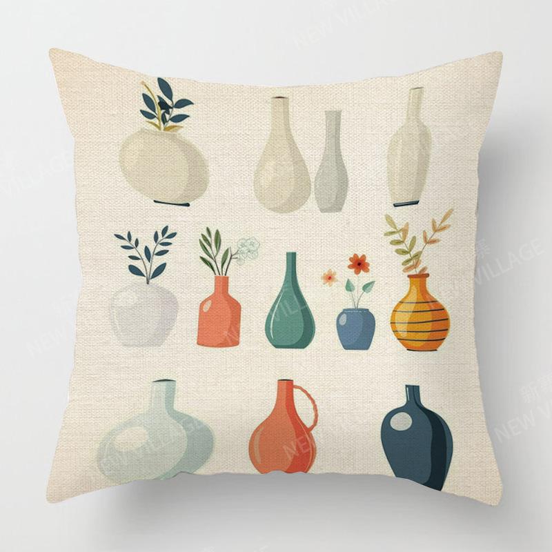 Scandinavian Plant Print Pillow Cover Living Room Sofa Cushion Cover Modern Simple Ins Style Home Decoration 40x40cm