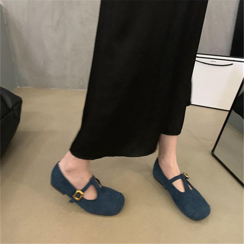 

Винтажные туфли Мэри Джейн Женские плоские 2025 Осень Андра Красные Квадратный носок Т-образный ремешок на мягкой подошве Пинетки Женская обувь Обувь для бабушек 40 синий