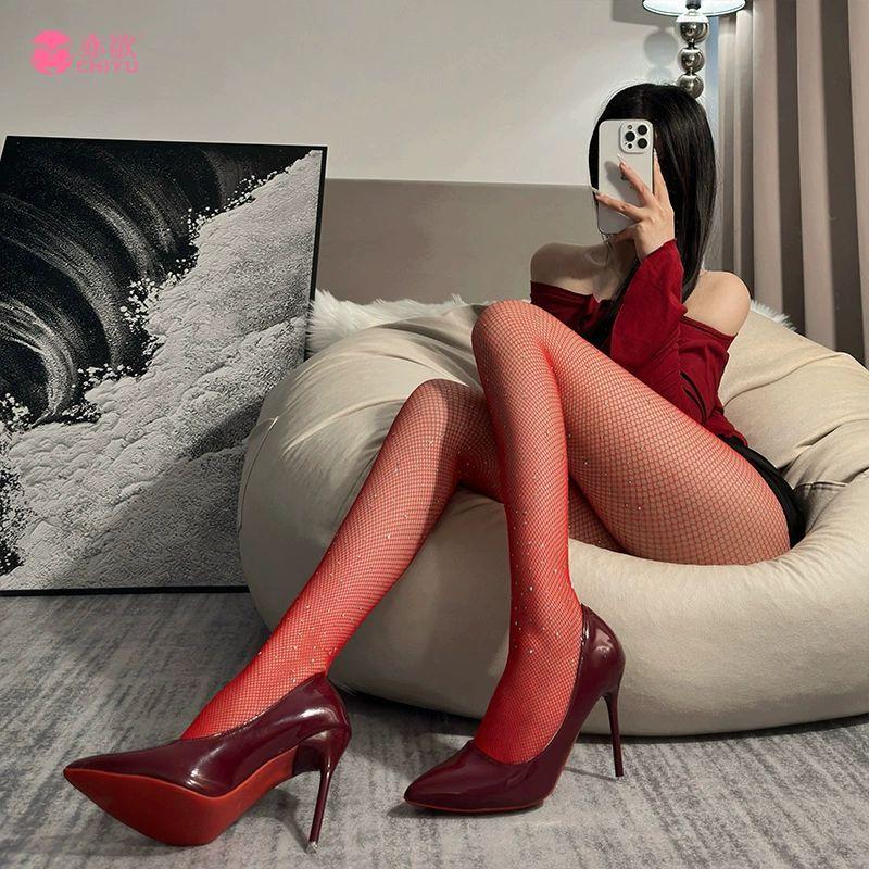 Sexy Tights Women Sexy Lace Mesh Fishnet Stockings Pantyhose Female Hosiery Rhinestone Bling Nightclub Women Tight Pantyhose