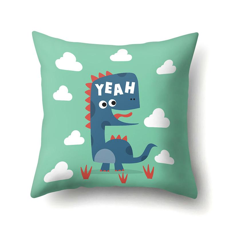 Geometric Dinosaur Pattern Polyester Single-sided Pillowcase Home Sofa Pillowcase Living Room Bedroom Cushion Cover
