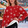 Women's Fashion Casual Long Sleeve Christmas Printed Round Neck Plus Velvet Thickened Sweatshirt