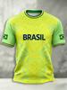 2026 Brazil Style Soccer Jersey Men's Quick Dry Breathable Football Training Top Slim Fit Short Sleeve O-Neck for Match Casual