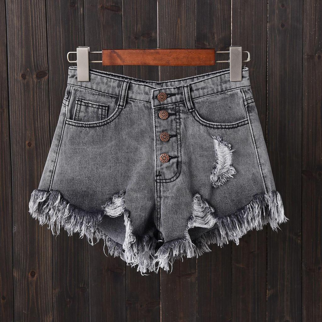 Women's Plus Size High Waist Ripped Denim Shorts - 2019 Summer Fashion