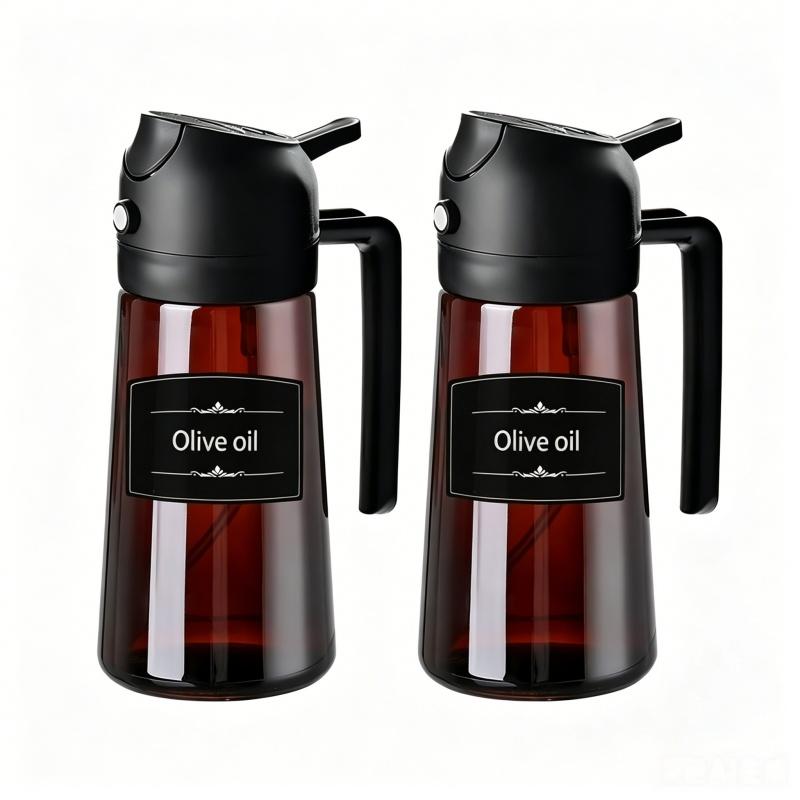 2-in-1 Glass Olive Oil Sprayer & Dispenser 16oz/470ml Leakproof Spray Bottle for Cooking, Air Fryer BBQ, Baking Salad Grilling