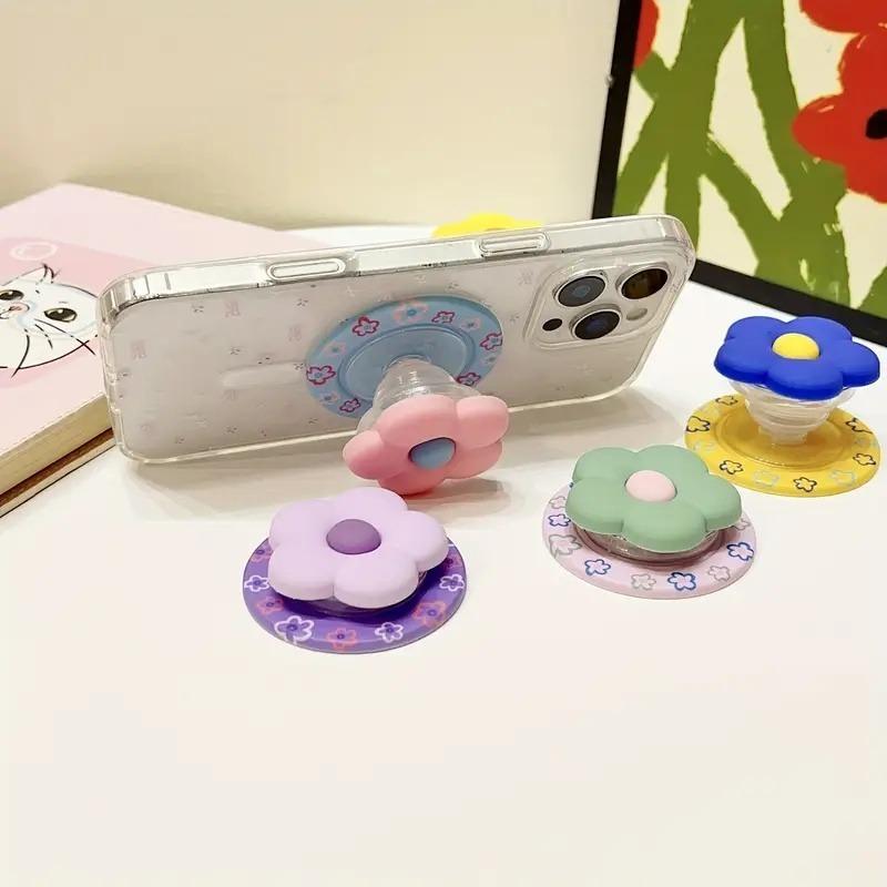 Colorful Flower Magnetic Phone Stand, fresh dopamine color, durable material, creative gift for fashion lovers.