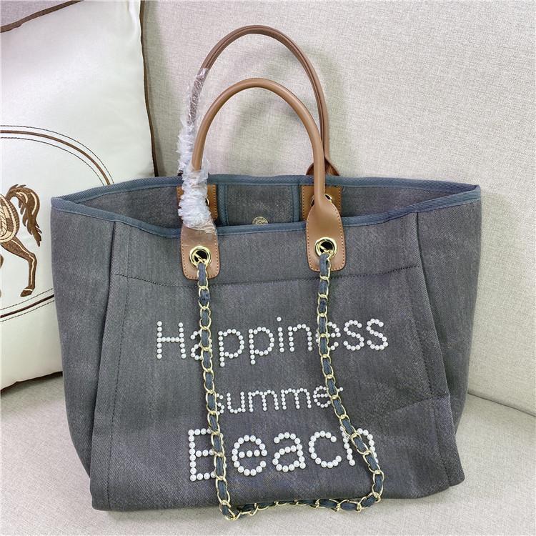 New Women Tote Bag Fashion Canvas Large Handbag Chains Genuine Leather Shoulder Bags Ladies Big Messenger Bag Shopping Bag