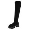 Vintage Winter Women's Over The Knee Boots Fashion Back Zippers Thick Heels Long Bootties Woman Largas Booties