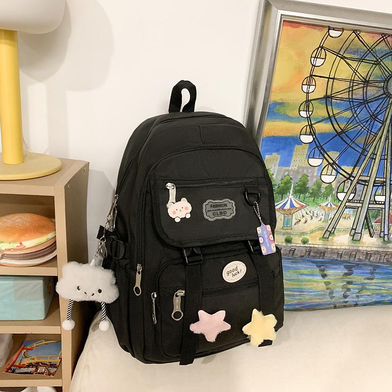 New Student Versatile Campus Backpack Large Capacity Backpack Cute and Simple Class School Bag Reduce Burden and Protect Ridge