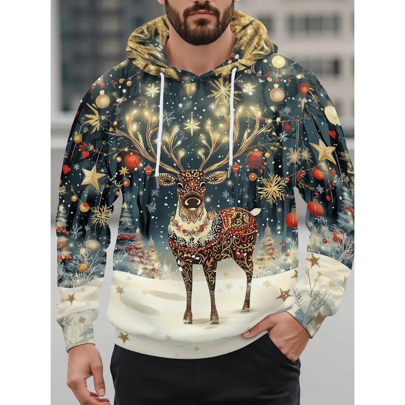 Full Christmas Santa Claus Elk Hoodie For Men Women New In Casual Pullovers Sweatshirts Men's Xms Snowman Sport Hoody